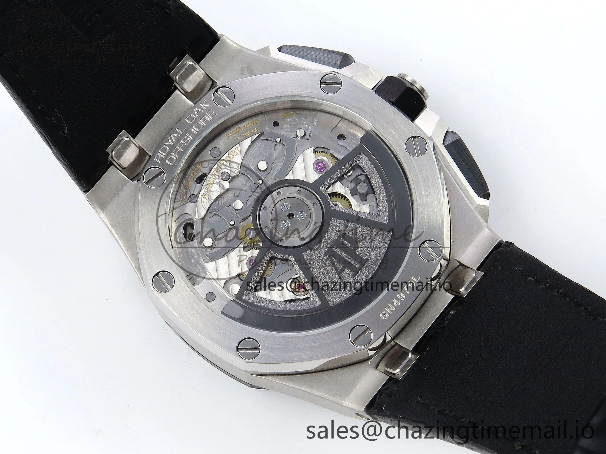 Royal Oak Offshore 43mm 26420so SS APPF Best Edition Black Dial on Black Leather Strap A4401