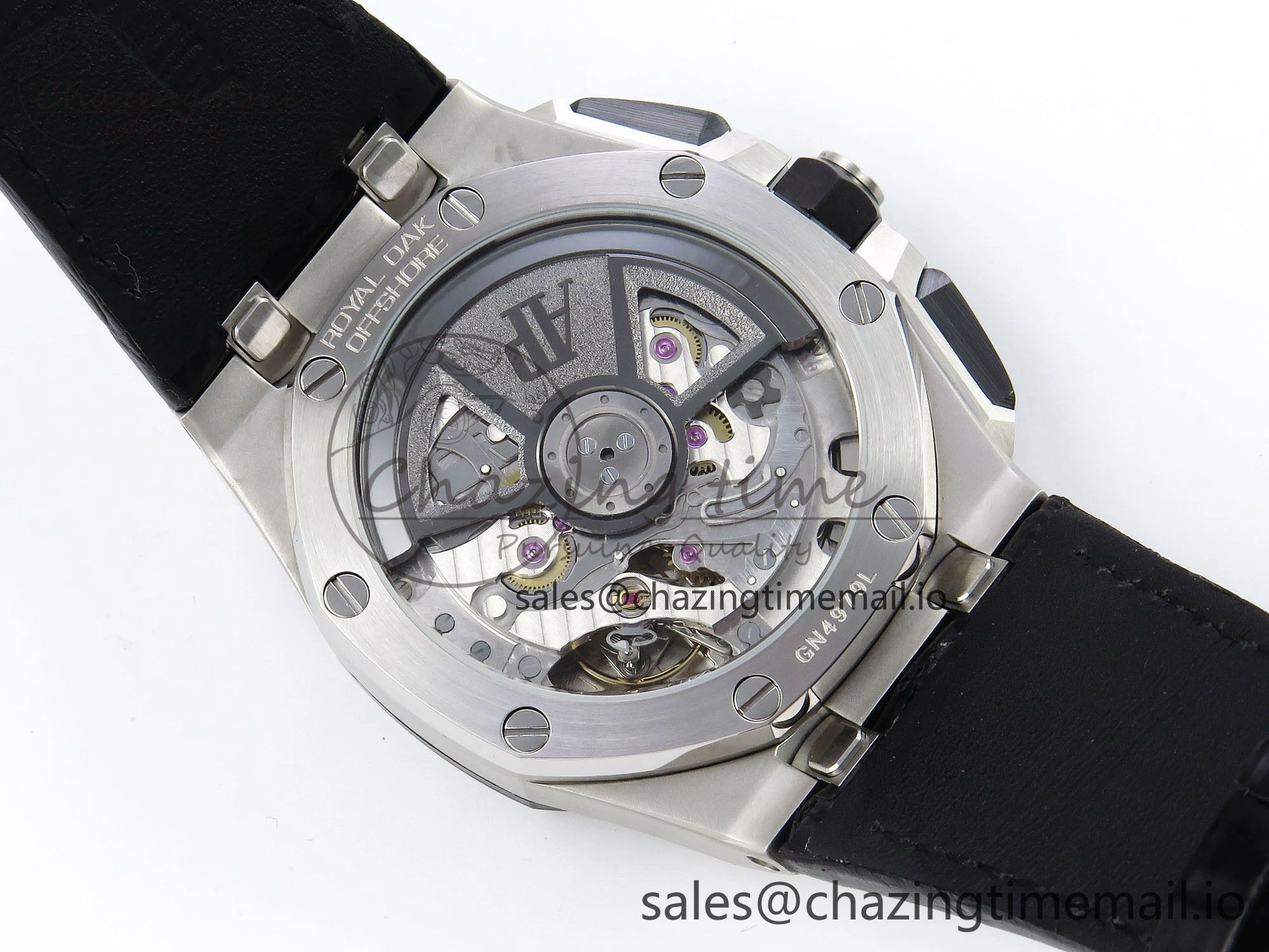 Royal Oak Offshore 43mm 26420so SS APPF Best Edition Black Dial on Black Leather Strap A4401