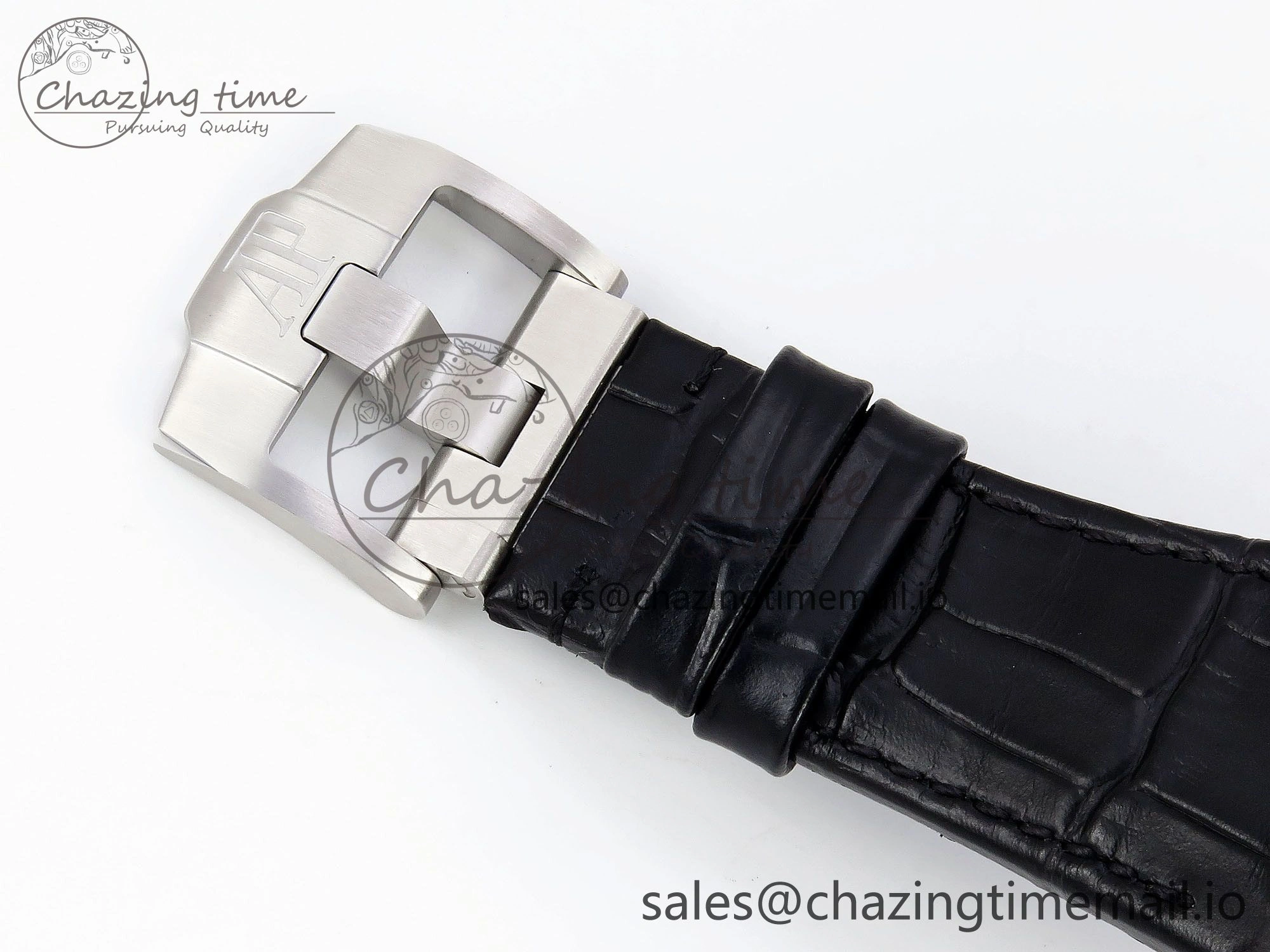 Royal Oak Offshore 43mm 26420so SS APPF Best Edition Black Dial on Black Leather Strap A4401