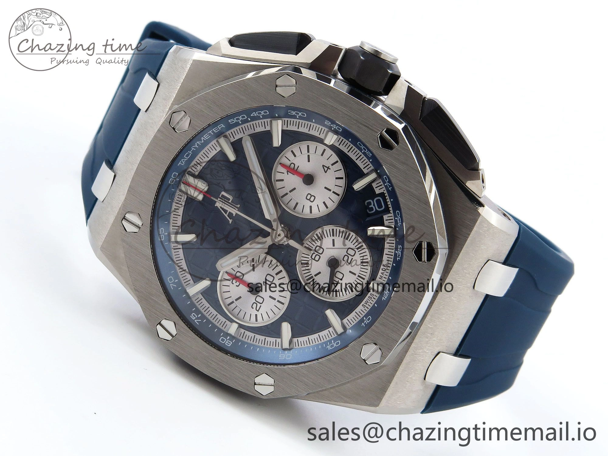 Royal Oak Offshore 43mm 26420ti Titanium APPF Best Edition Blue Dial on Blue Rubber Strap A4401