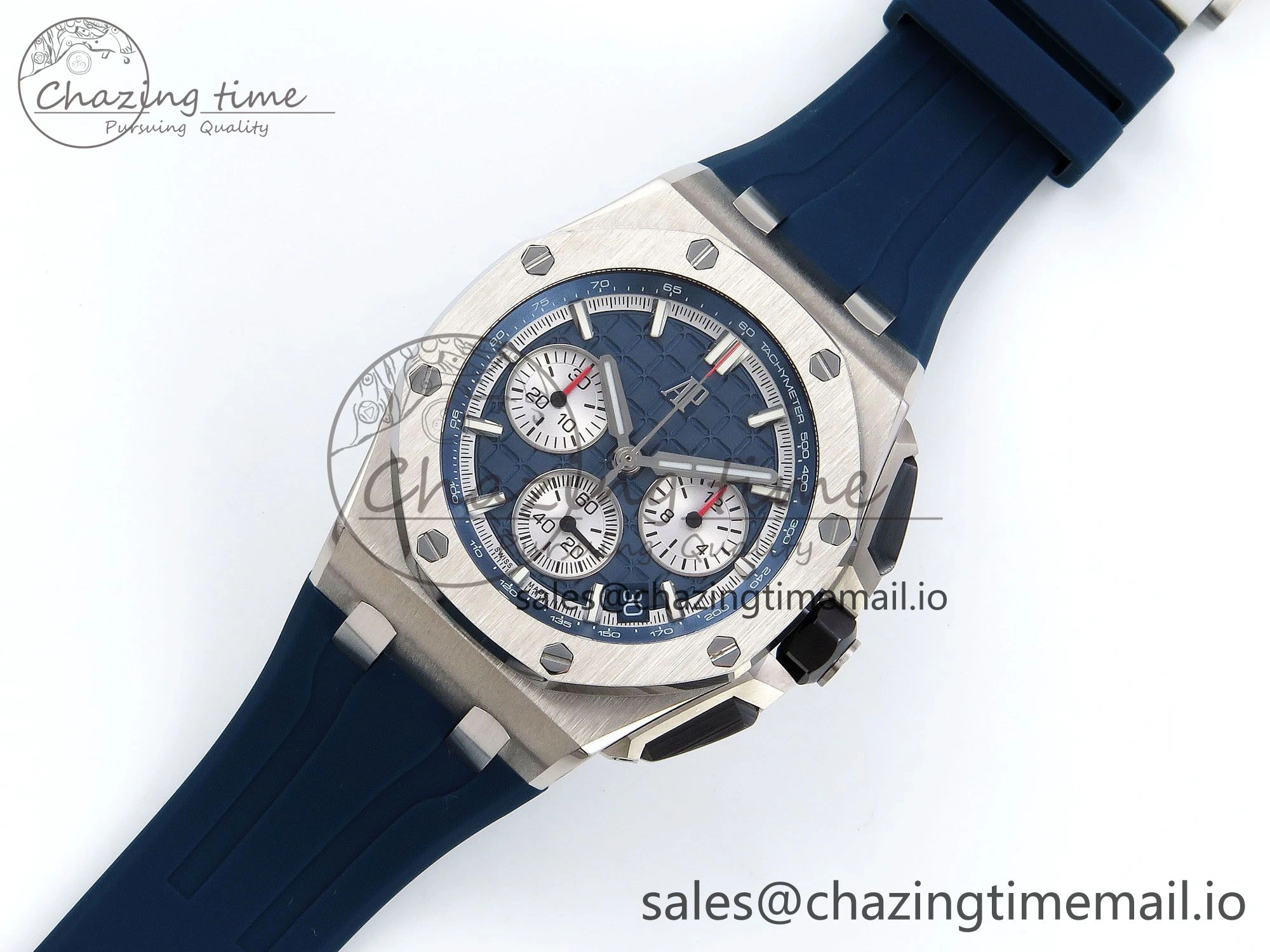 Royal Oak Offshore 43mm 26420ti Titanium APPF Best Edition Blue Dial on Blue Rubber Strap A4401