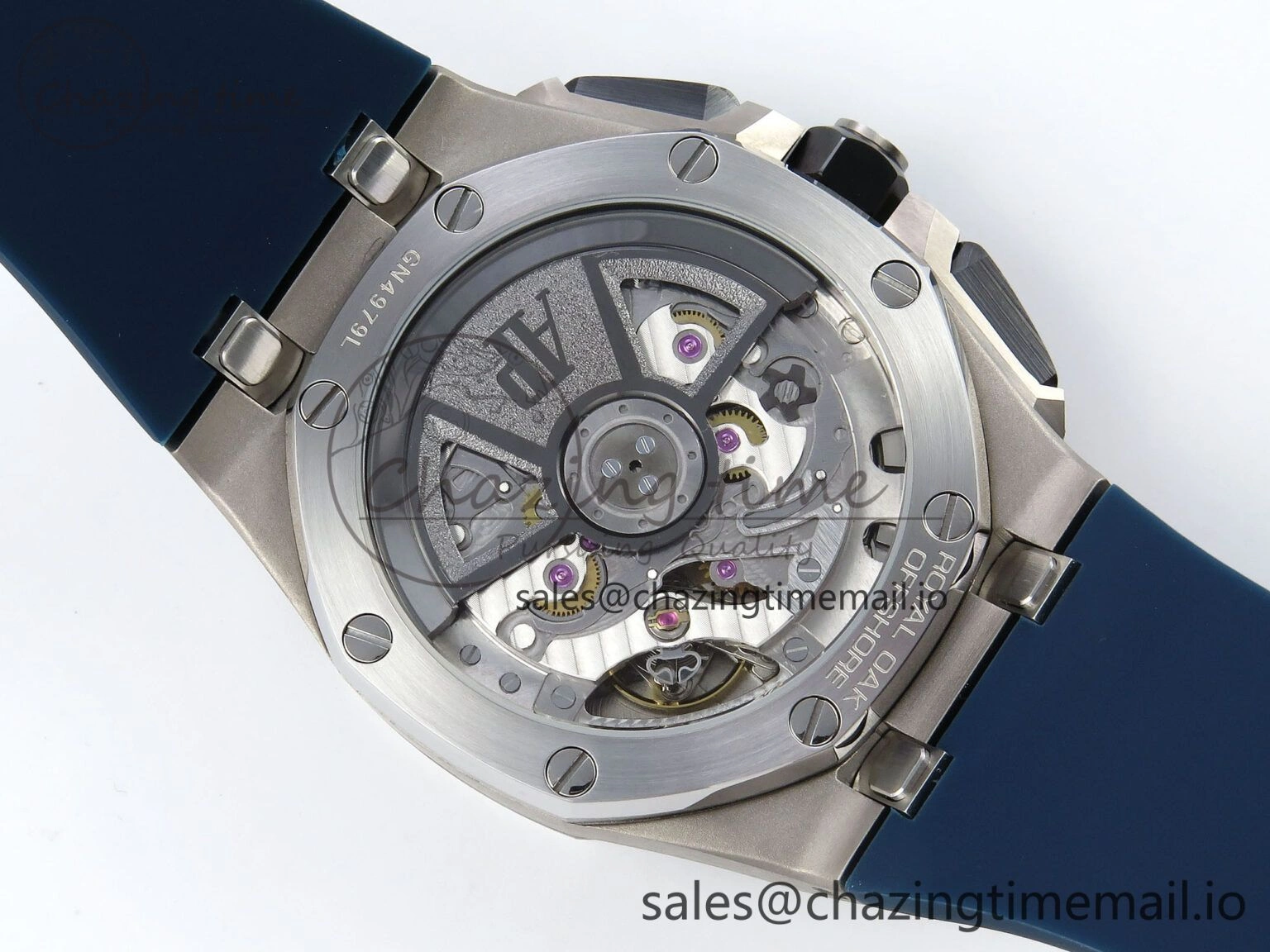 Royal Oak Offshore 43mm 26420ti Titanium APPF Best Edition Blue Dial on Blue Rubber Strap A4401