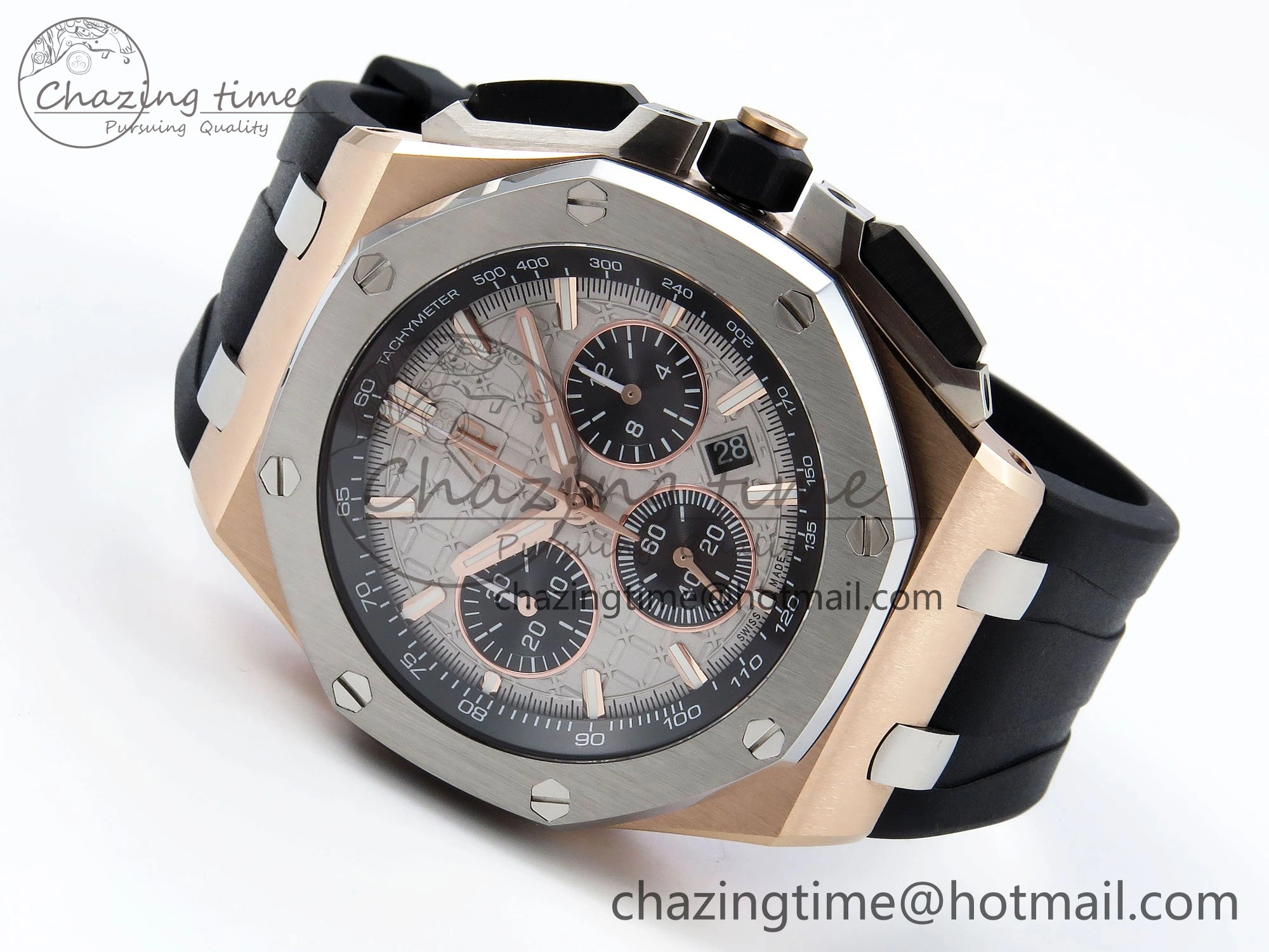 Royal Oak Offshore 43mm RG APF Best Edition Silver Dial on Black Rubber Strap A4401