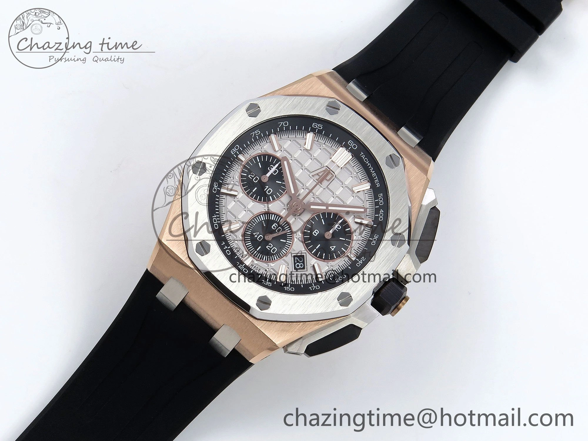 Royal Oak Offshore 43mm RG APF Best Edition Silver Dial on Black Rubber Strap A4401