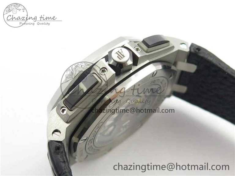 Royal Oak Offshore 44mm 26412PT SS JF 1:1 Best Edition Black Blue Dial on Black Leather Strap A3126