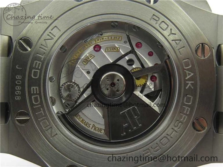 Royal Oak Offshore 44mm 26412PT SS JF 1:1 Best Edition Black Blue Dial on Black Leather Strap A3126