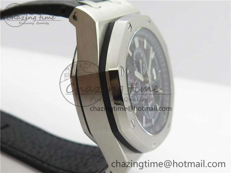 Royal Oak Offshore 44mm 26412PT SS JF 1:1 Best Edition Black Blue Dial on Black Leather Strap A3126