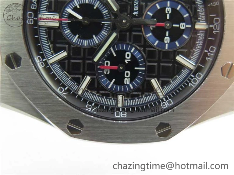 Royal Oak Offshore 44mm 26412PT SS JF 1:1 Best Edition Black Blue Dial on Black Leather Strap A3126