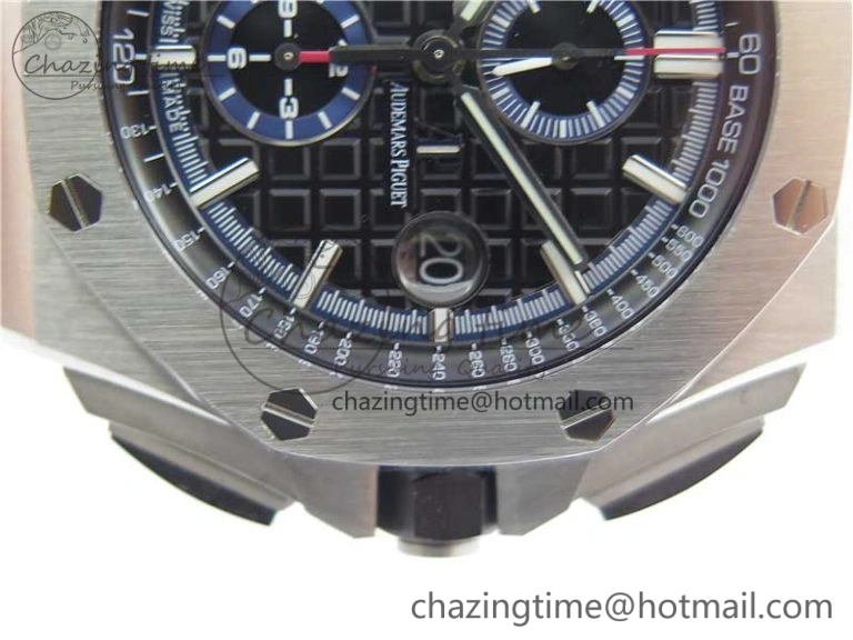Royal Oak Offshore 44mm 26412PT SS JF 1:1 Best Edition Black Blue Dial on Black Leather Strap A3126