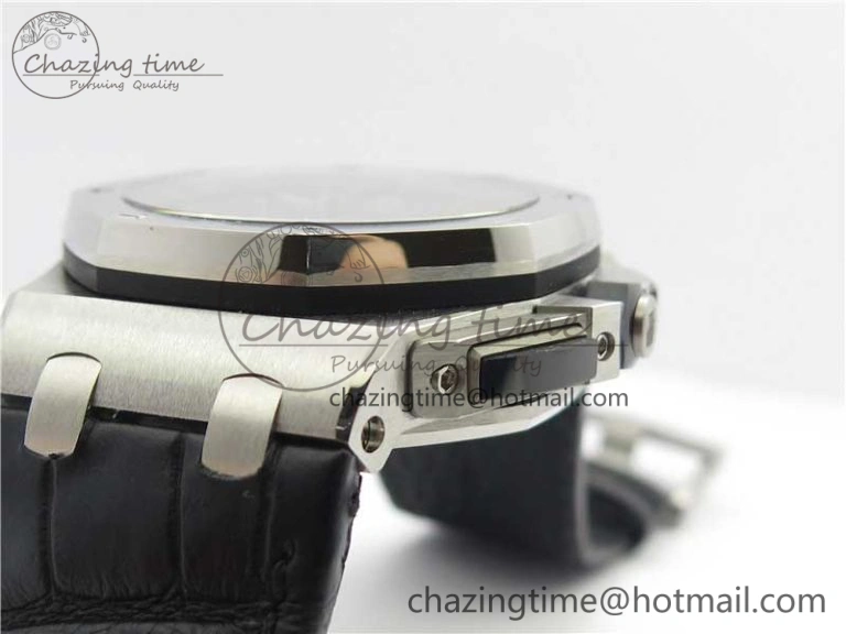 Royal Oak Offshore 44mm 26412PT SS JF 1:1 Best Edition Black Blue Dial on Black Leather Strap A3126