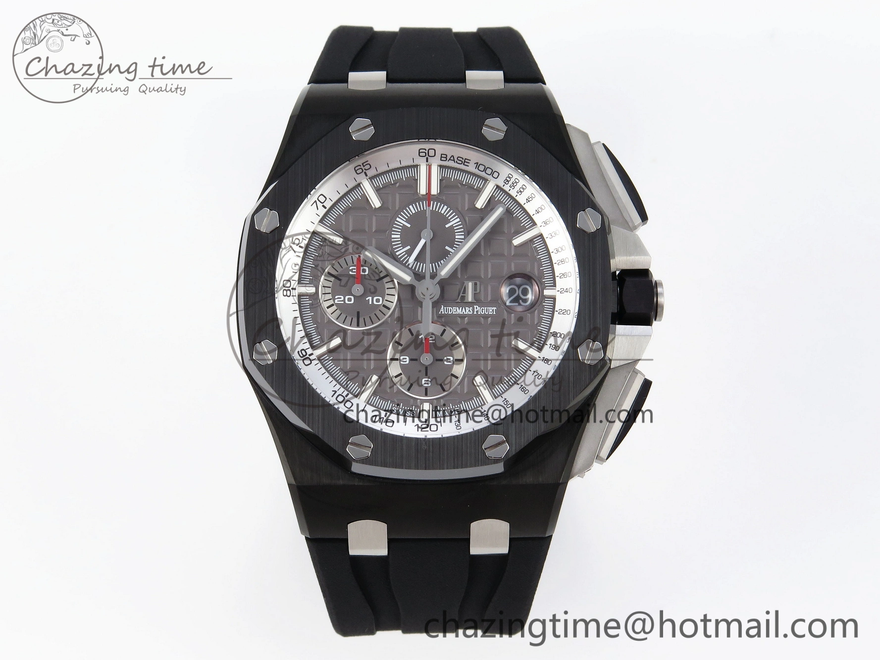 Royal Oak Offshore 44mm Black Ceramic APF 1:1 Best Edition Gray Dial on Black Rubber Strap A3126