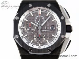 Royal Oak Offshore 44mm Black Ceramic APF 1:1 Best Edition Gray Dial on Black Rubber Strap A3126