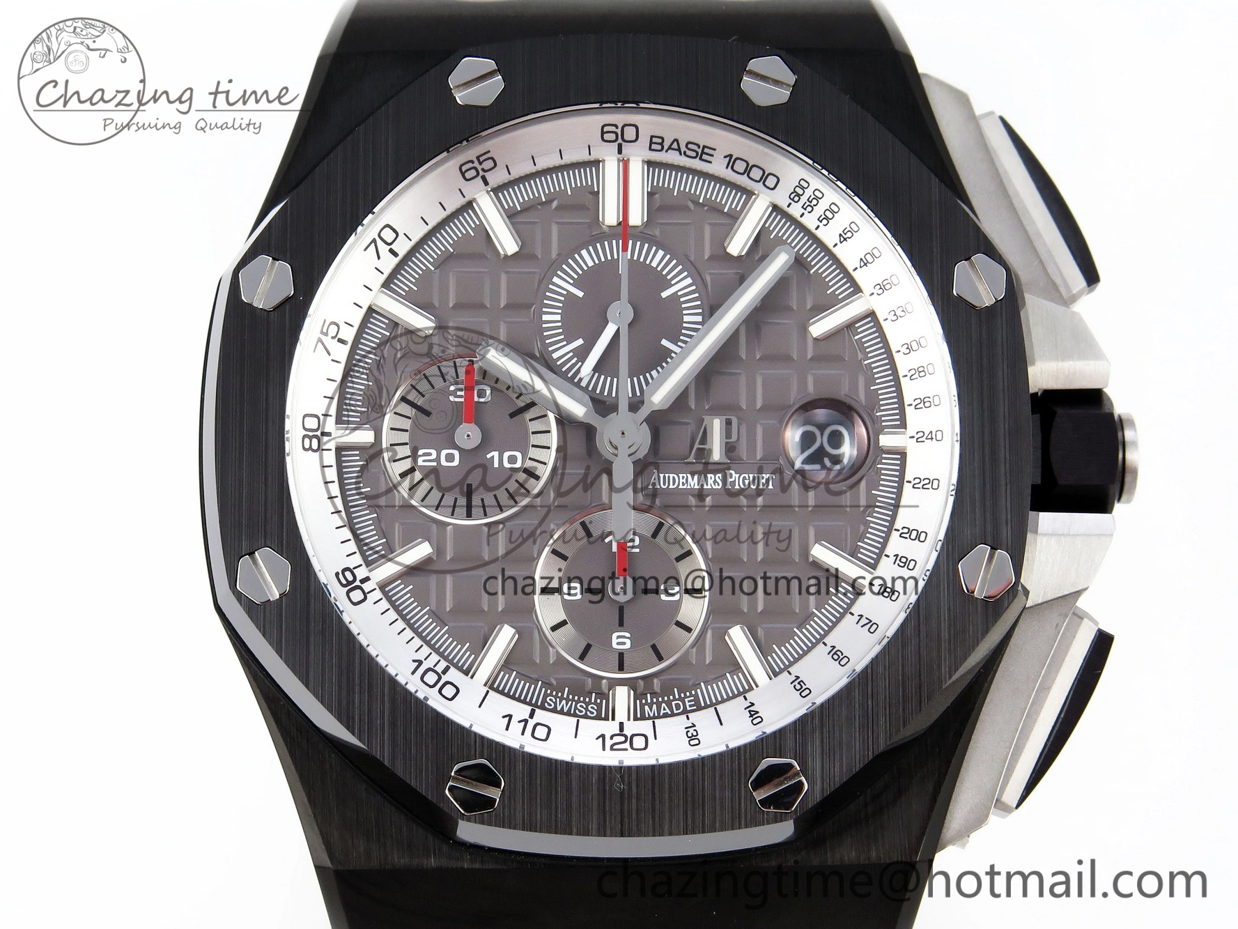 Royal Oak Offshore 44mm Black Ceramic APF 1:1 Best Edition Gray Dial on Black Rubber Strap A3126