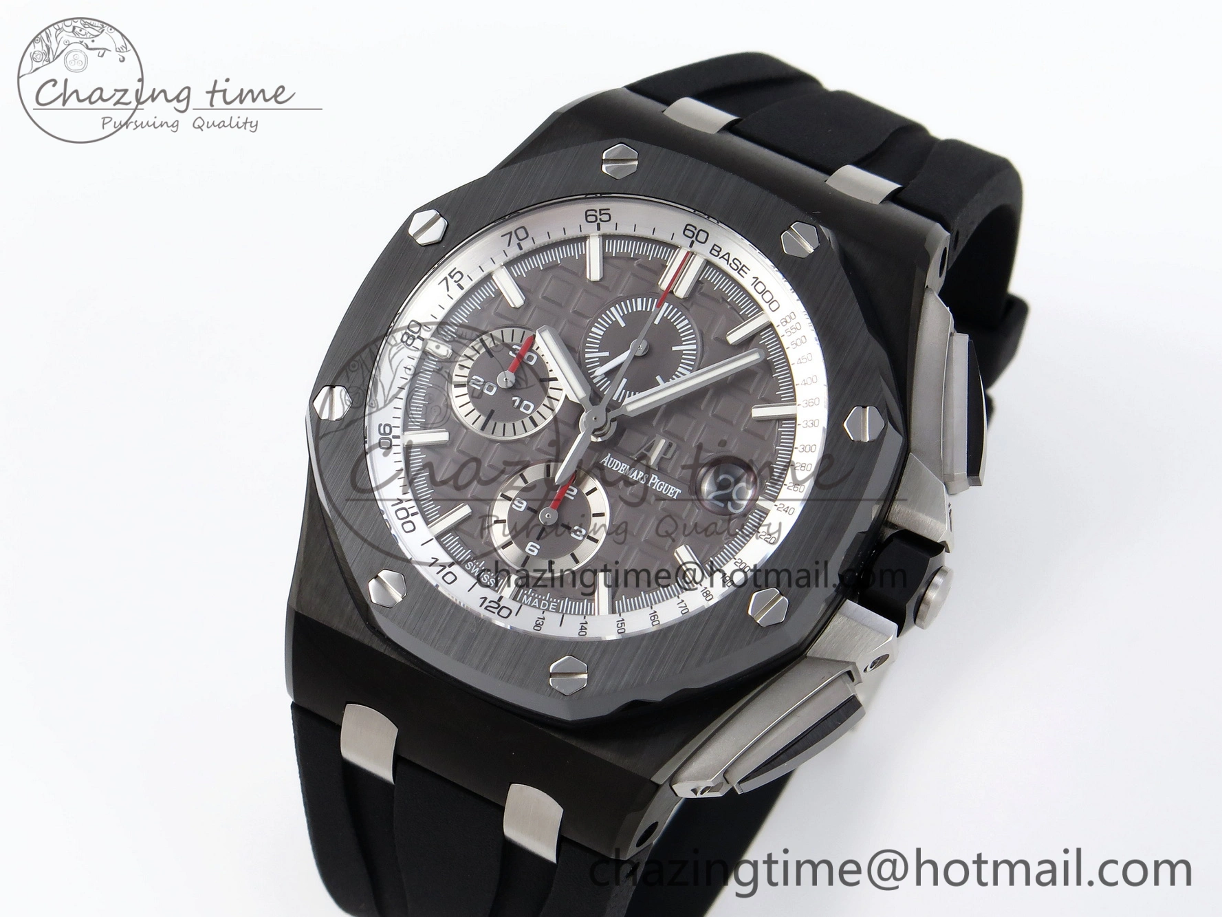 Royal Oak Offshore 44mm Black Ceramic APF 1:1 Best Edition Gray Dial on Black Rubber Strap A3126