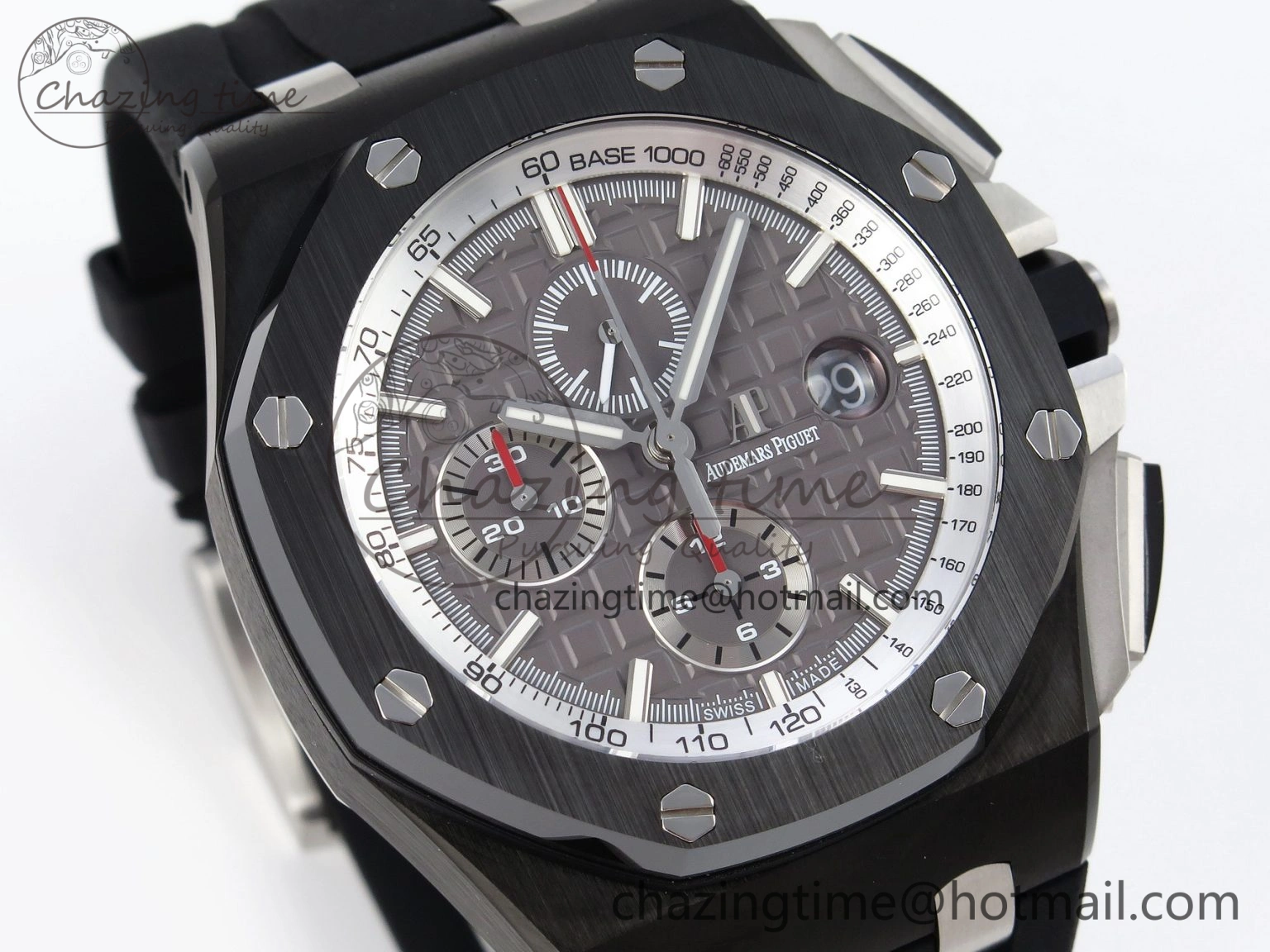 Royal Oak Offshore 44mm Black Ceramic APF 1:1 Best Edition Gray Dial on Black Rubber Strap A3126
