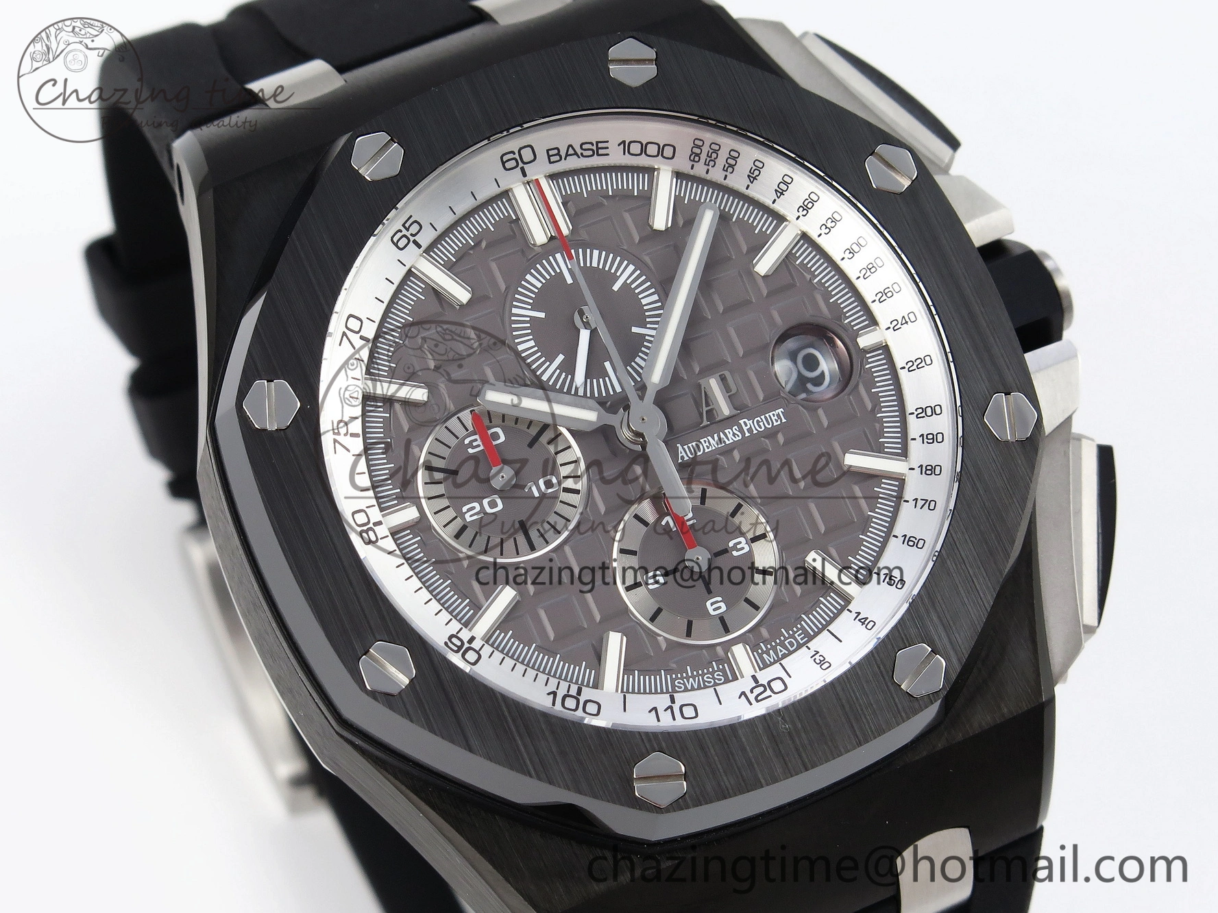 Royal Oak Offshore 44mm Black Ceramic APF 1:1 Best Edition Gray Dial on Black Rubber Strap A3126