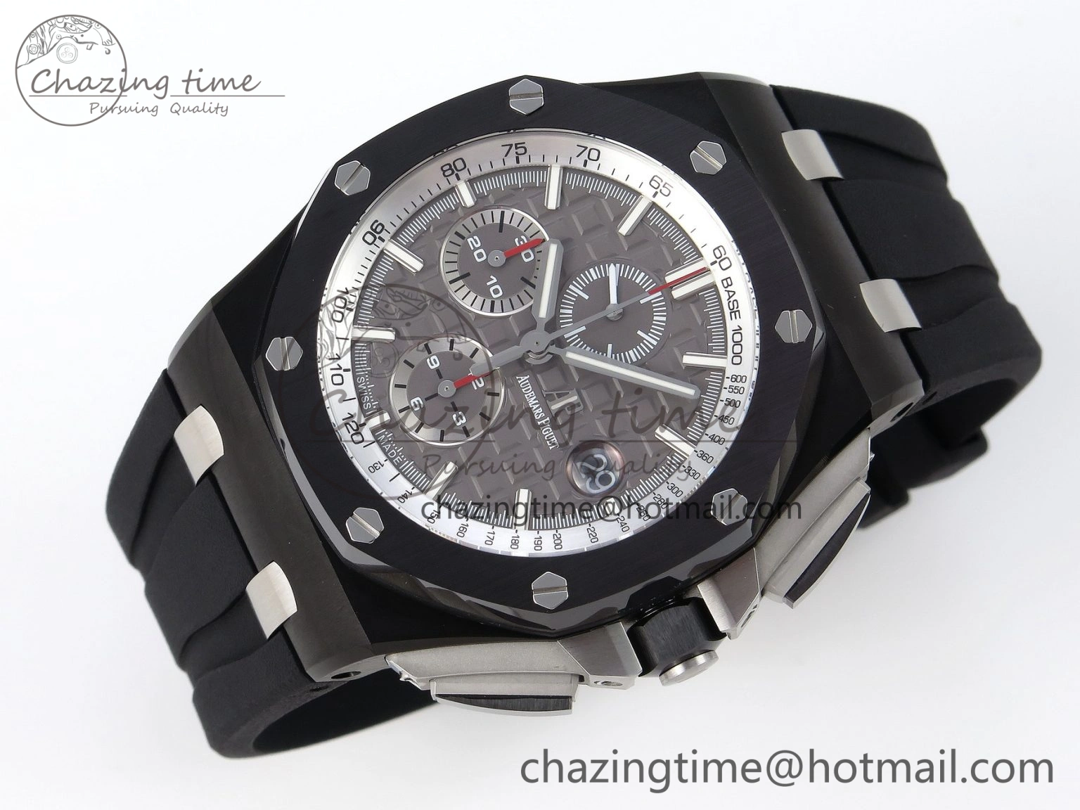 Royal Oak Offshore 44mm Black Ceramic APF 1:1 Best Edition Gray Dial on Black Rubber Strap A3126