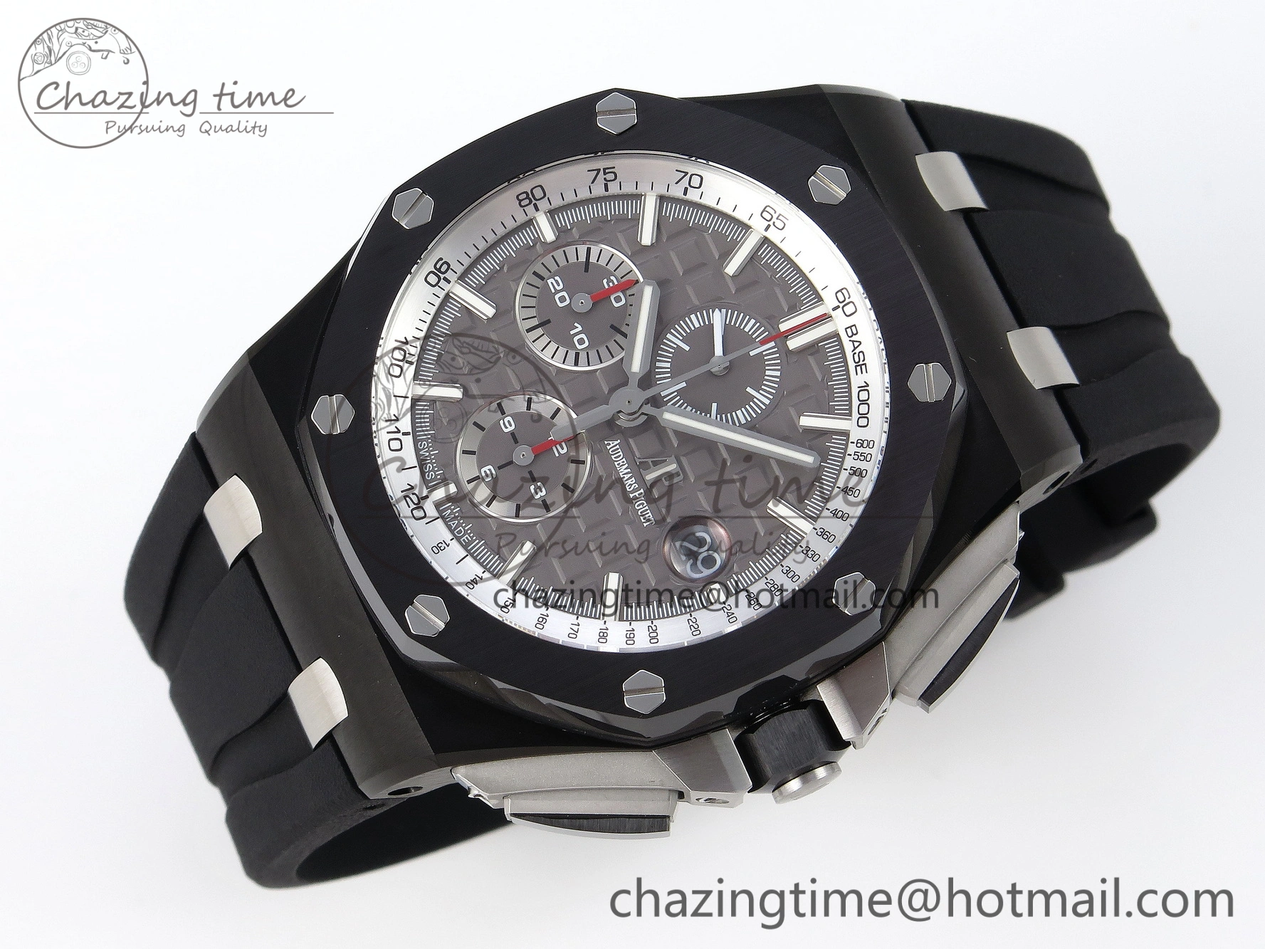 Royal Oak Offshore 44mm Black Ceramic APF 1:1 Best Edition Gray Dial on Black Rubber Strap A3126