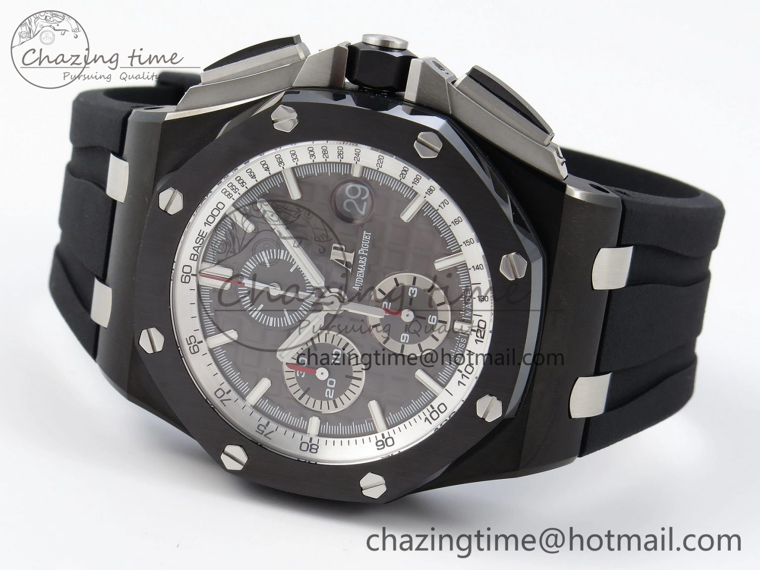 Royal Oak Offshore 44mm Black Ceramic APF 1:1 Best Edition Gray Dial on Black Rubber Strap A3126