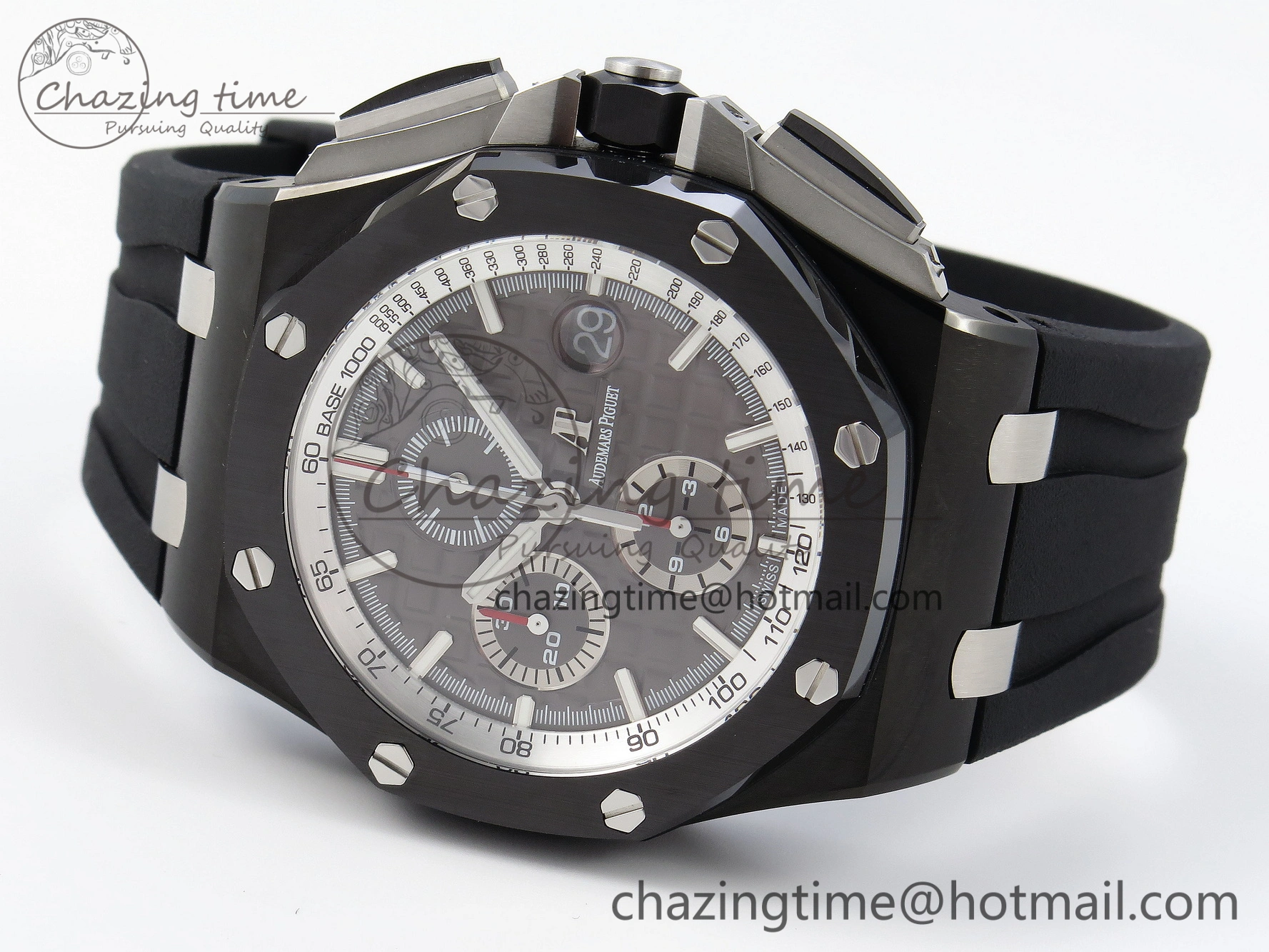 Royal Oak Offshore 44mm Black Ceramic APF 1:1 Best Edition Gray Dial on Black Rubber Strap A3126