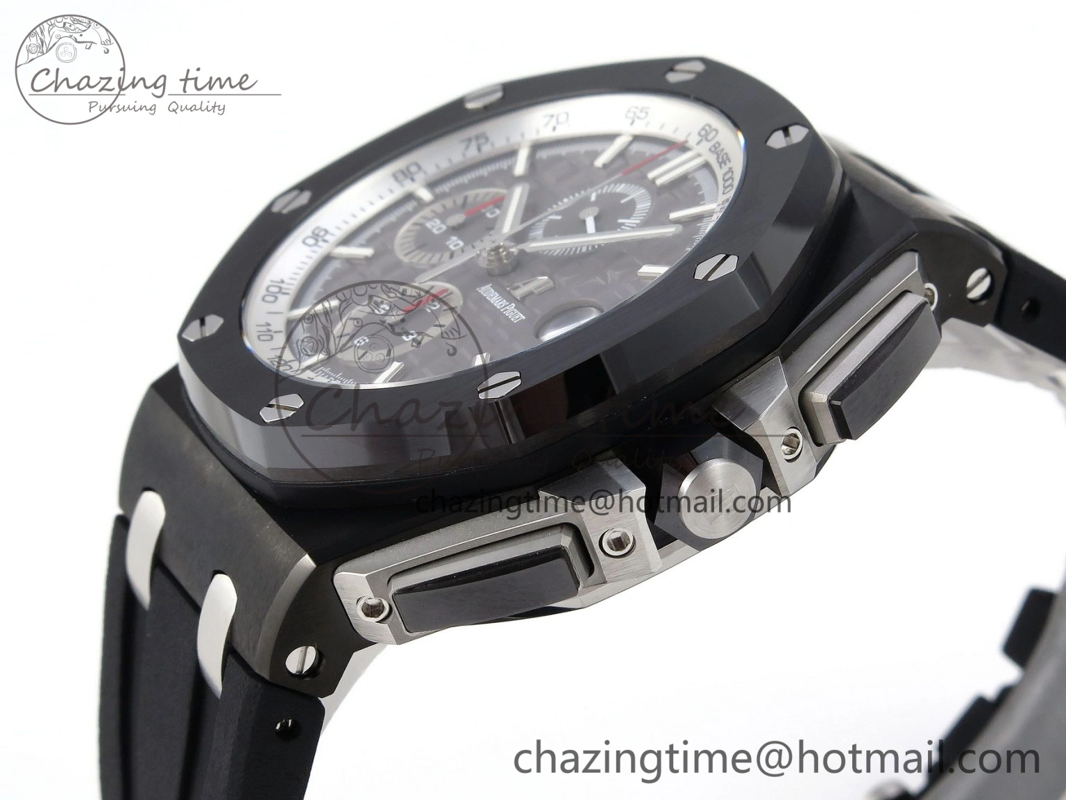 Royal Oak Offshore 44mm Black Ceramic APF 1:1 Best Edition Gray Dial on Black Rubber Strap A3126