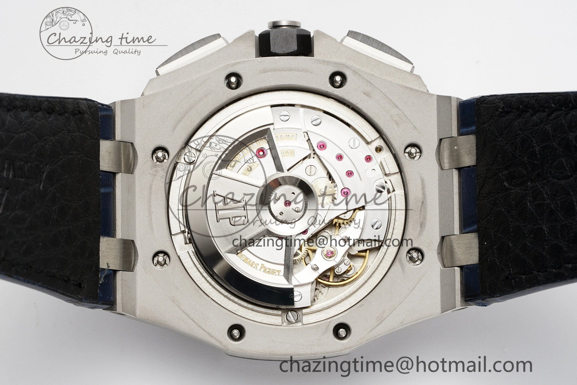 Royal Oak Offshore 44mm Black Ceramic Bezel APF 1:1 Best Edition Blue Dial on Blue Leather Strap A3126 V2