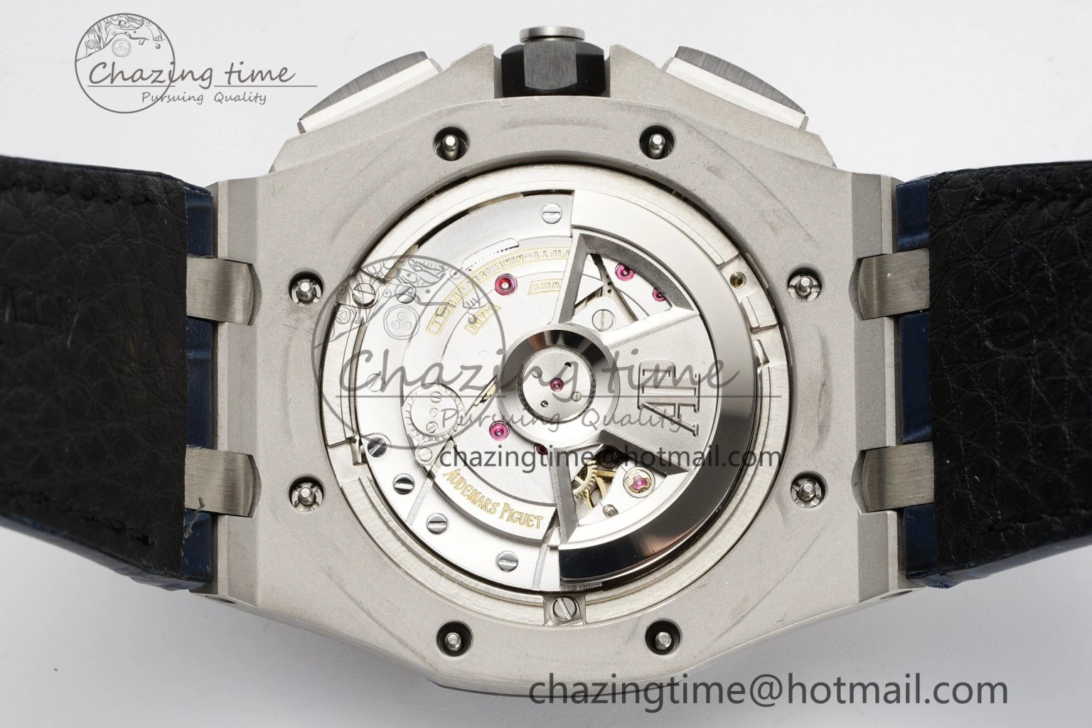 Royal Oak Offshore 44mm Black Ceramic Bezel APF 1:1 Best Edition Blue Dial on Blue Leather Strap A3126 V2