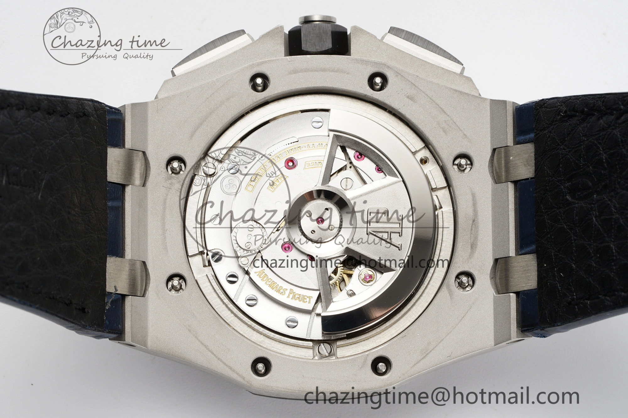 Royal Oak Offshore 44mm Black Ceramic Bezel APF 1:1 Best Edition Blue Dial on Blue Leather Strap A3126 V2