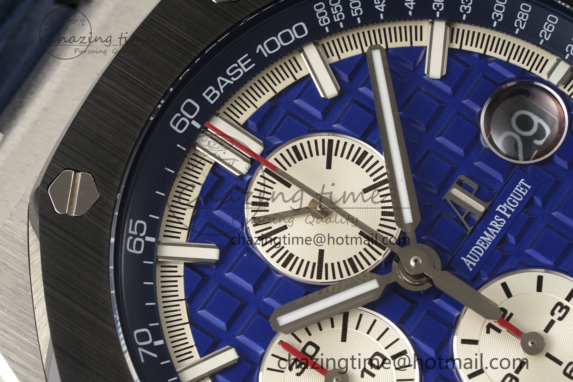 Royal Oak Offshore 44mm Black Ceramic Bezel APF 1:1 Best Edition Blue Dial on Blue Leather Strap A3126 V2