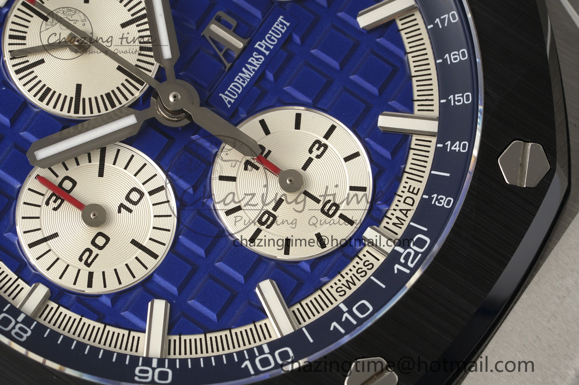 Royal Oak Offshore 44mm Black Ceramic Bezel APF 1:1 Best Edition Blue Dial on Blue Leather Strap A3126 V2