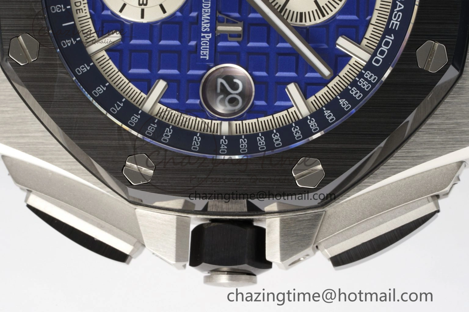 Royal Oak Offshore 44mm Black Ceramic Bezel APF 1:1 Best Edition Blue Dial on Blue Leather Strap A3126 V2