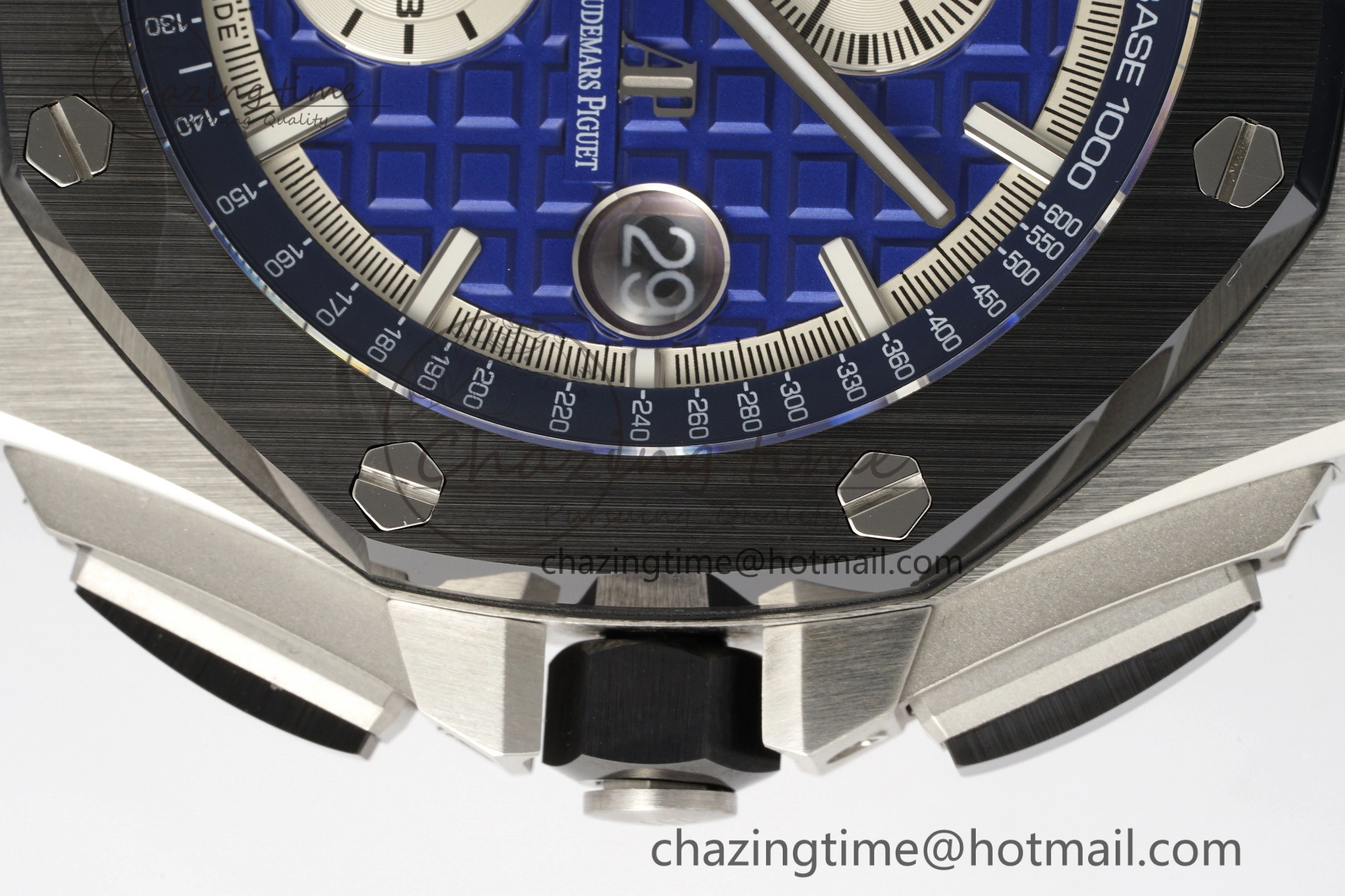 Royal Oak Offshore 44mm Black Ceramic Bezel APF 1:1 Best Edition Blue Dial on Blue Leather Strap A3126 V2