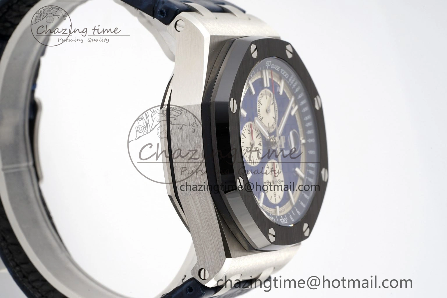 Royal Oak Offshore 44mm Black Ceramic Bezel APF 1:1 Best Edition Blue Dial on Blue Leather Strap A3126 V2