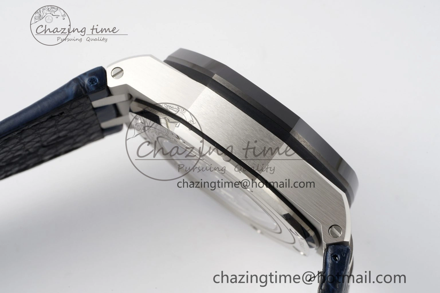 Royal Oak Offshore 44mm Black Ceramic Bezel APF 1:1 Best Edition Blue Dial on Blue Leather Strap A3126 V2