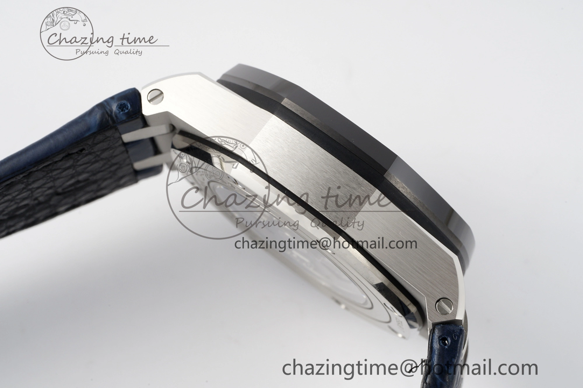 Royal Oak Offshore 44mm Black Ceramic Bezel APF 1:1 Best Edition Blue Dial on Blue Leather Strap A3126 V2