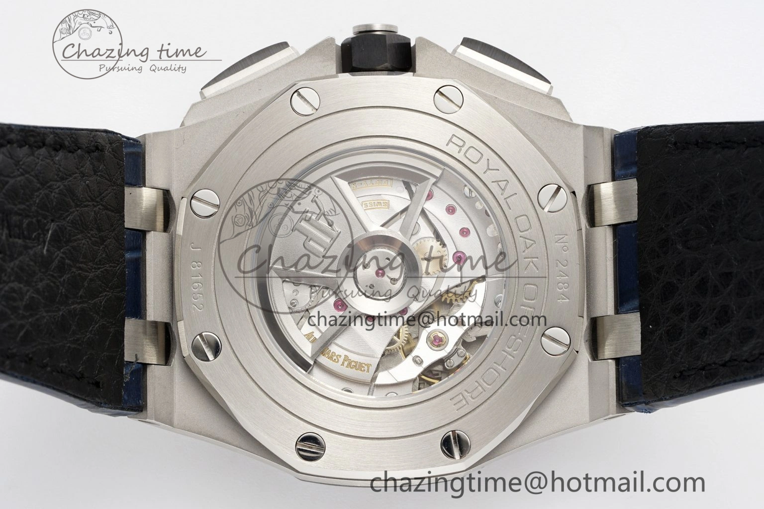 Royal Oak Offshore 44mm Black Ceramic Bezel APF 1:1 Best Edition Blue Dial on Blue Leather Strap A3126 V2