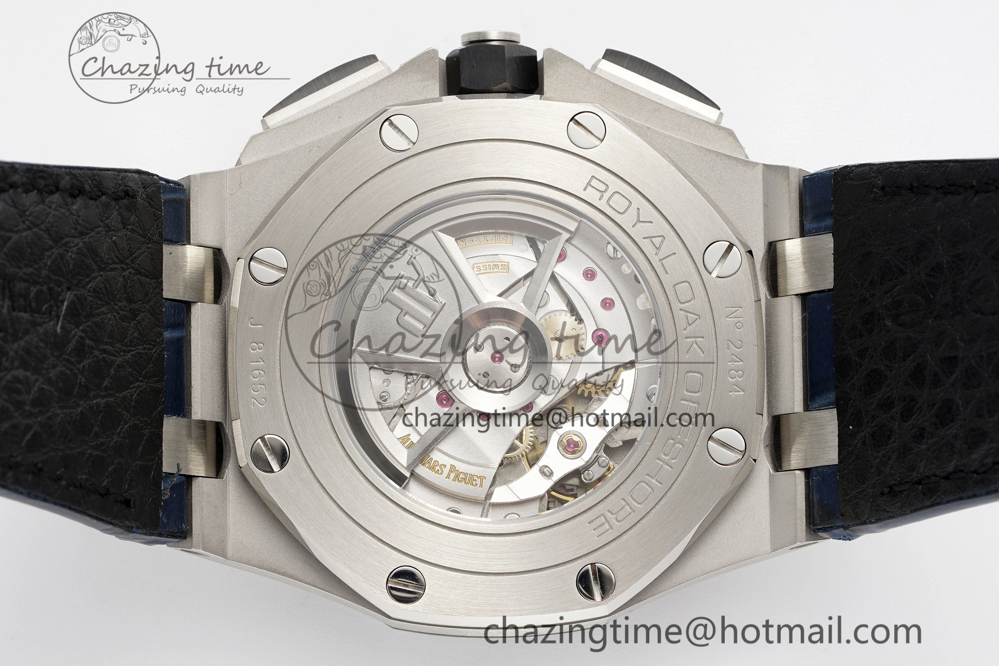 Royal Oak Offshore 44mm Black Ceramic Bezel APF 1:1 Best Edition Blue Dial on Blue Leather Strap A3126 V2