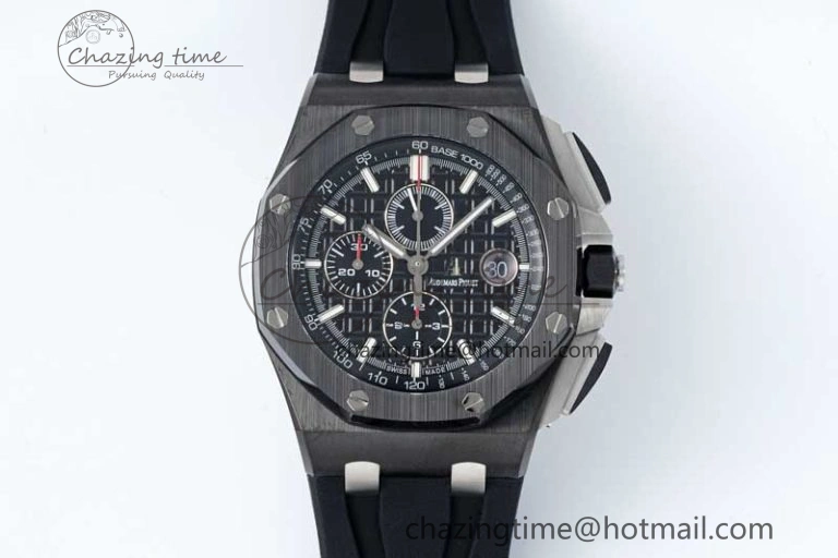 Royal Oak Offshore 44mm Black Ceramic Case APF 1:1 Best Edition Black Dial on Black Rubber Strap A3126