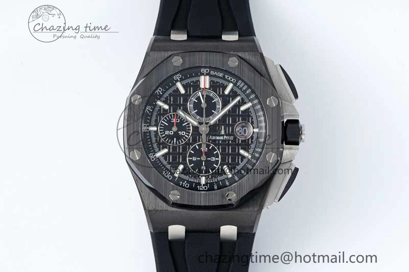 Royal Oak Offshore 44mm Black Ceramic Case APF 1:1 Best Edition Black Dial on Black Rubber Strap A3126