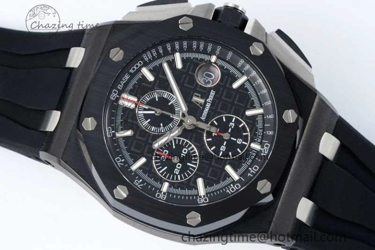 Royal Oak Offshore 44mm Black Ceramic Case APF 1:1 Best Edition Black Dial on Black Rubber Strap A3126