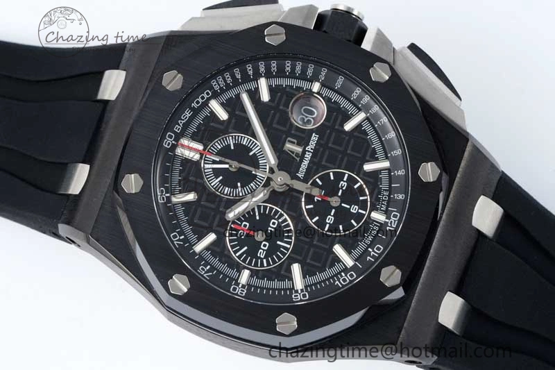 Royal Oak Offshore 44mm Black Ceramic Case APF 1:1 Best Edition Black Dial on Black Rubber Strap A3126