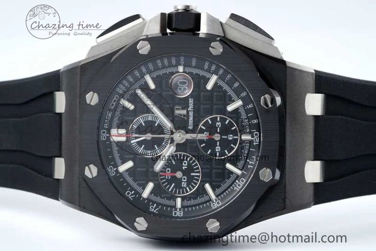 Royal Oak Offshore 44mm Black Ceramic Case APF 1:1 Best Edition Black Dial on Black Rubber Strap A3126