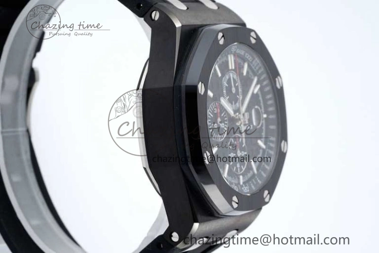 Royal Oak Offshore 44mm Black Ceramic Case APF 1:1 Best Edition Black Dial on Black Rubber Strap A3126