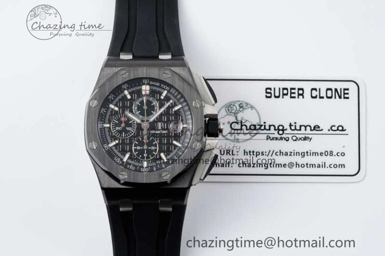 Royal Oak Offshore 44mm Black Ceramic Case APF 1:1 Best Edition Black Dial on Black Rubber Strap A3126