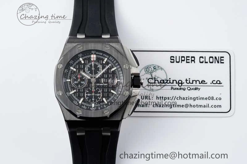 Royal Oak Offshore 44mm Black Ceramic Case APF 1:1 Best Edition Black Dial on Black Rubber Strap A3126
