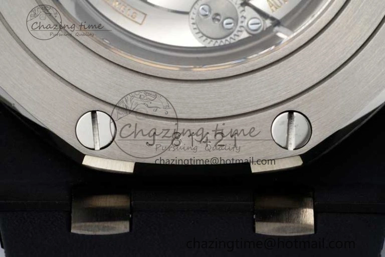 Royal Oak Offshore 44mm Black Ceramic Case APF 1:1 Best Edition Gray Blue Dial on Black Rubber Strap A3126