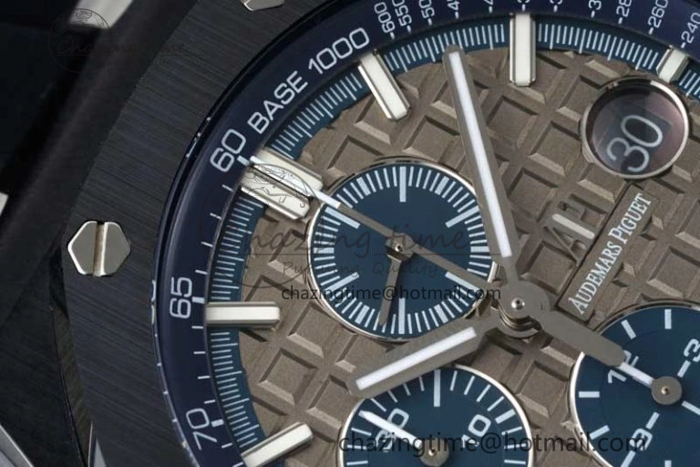 Royal Oak Offshore 44mm Black Ceramic Case APF 1:1 Best Edition Gray Blue Dial on Black Rubber Strap A3126