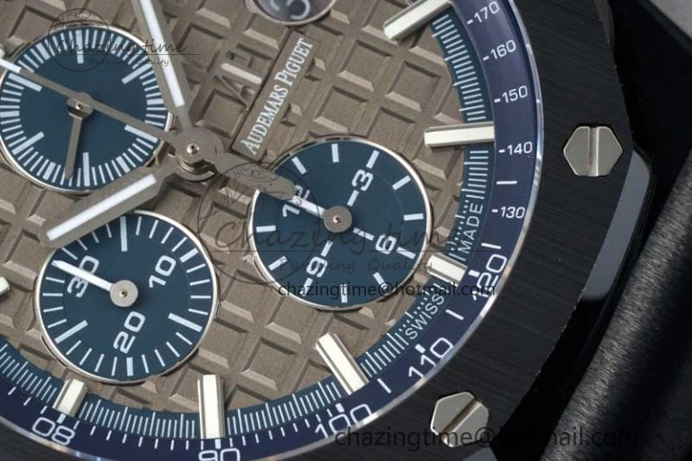 Royal Oak Offshore 44mm Black Ceramic Case APF 1:1 Best Edition Gray Blue Dial on Black Rubber Strap A3126