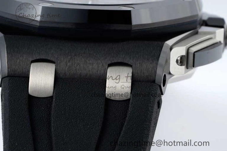 Royal Oak Offshore 44mm Black Ceramic Case APF 1:1 Best Edition Gray Blue Dial on Black Rubber Strap A3126