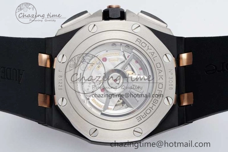 Royal Oak Offshore 44mm Black Ceramic Case APF 1:1 Best Edition Gray White Dial on Black Rubber Strap A3126